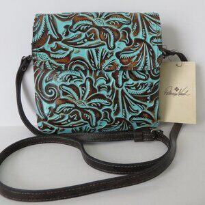 Patricia Nash NWT BALLURI CROSSBODY BAG Tooled Turquoise Leather MSRP $149